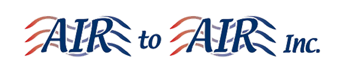 Air to Air Inc. logo with stylized text and red and blue wavy lines in the background, representing top-notch HVAC services in Jacksonville, Florida.